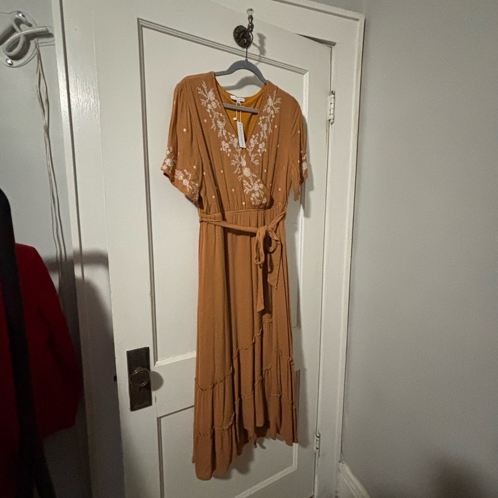 Baltic Born Rust Maxi Dress Tie Front